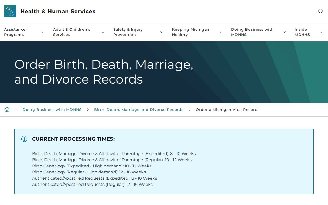 Pittsfield Township residents directory Michigan vital records order options