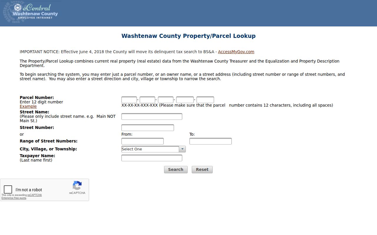 Pittsfield Township residents directory county parcel taxpayer search