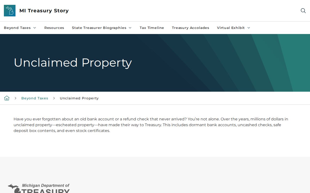 Pittsfield Township residents directory Michigan Treasury unclaimed property search