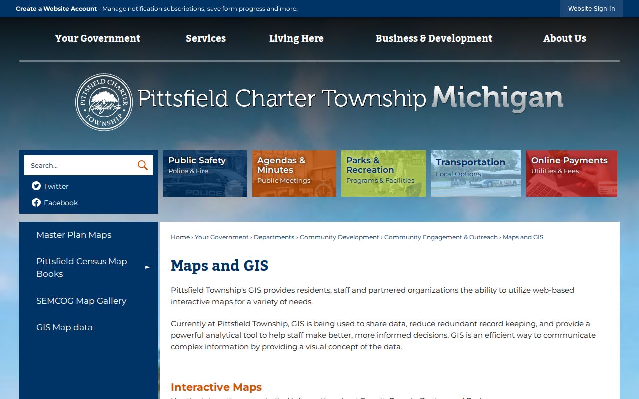 Pittsfield Township neighbors township parcel and GIS map links